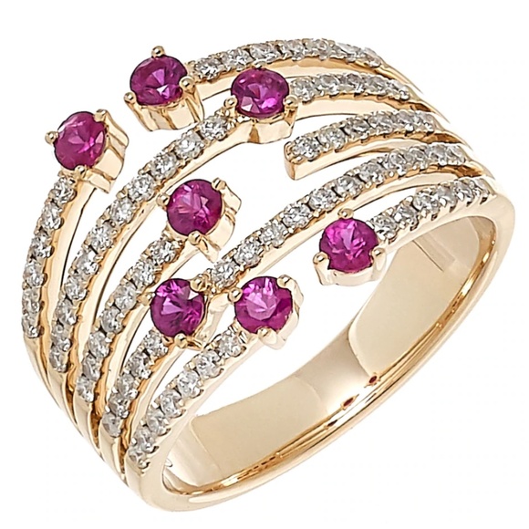 ⭐️ HOST PICK⭐️ 14K Yellow Gold Genuine Ruby & Diamond Ring - Picture 1 of 15